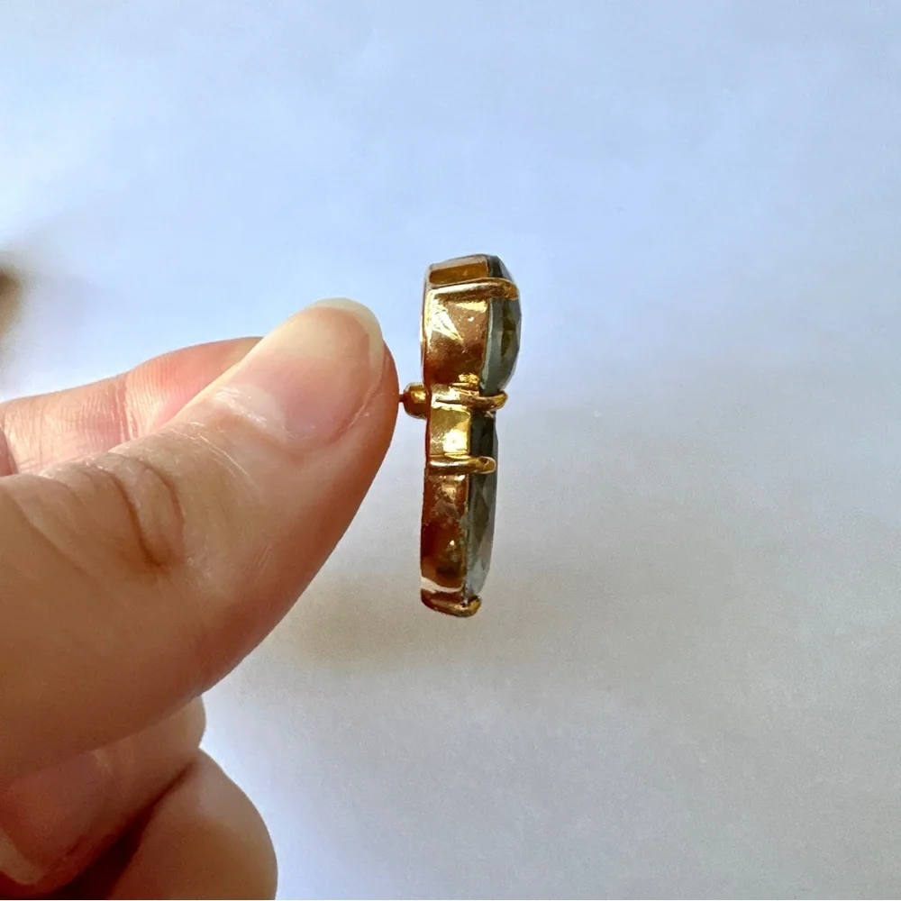 Kate Spade Gold Plate Grey Crystal Rhinestone Cluster Pierced Earrings - Picture 7 of 8